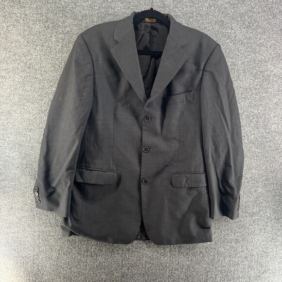 Brooks Brothers Blazer Mens 39R Gray Wool Button Front Shoulder Pads Sports Coat - Picture 2 of 12